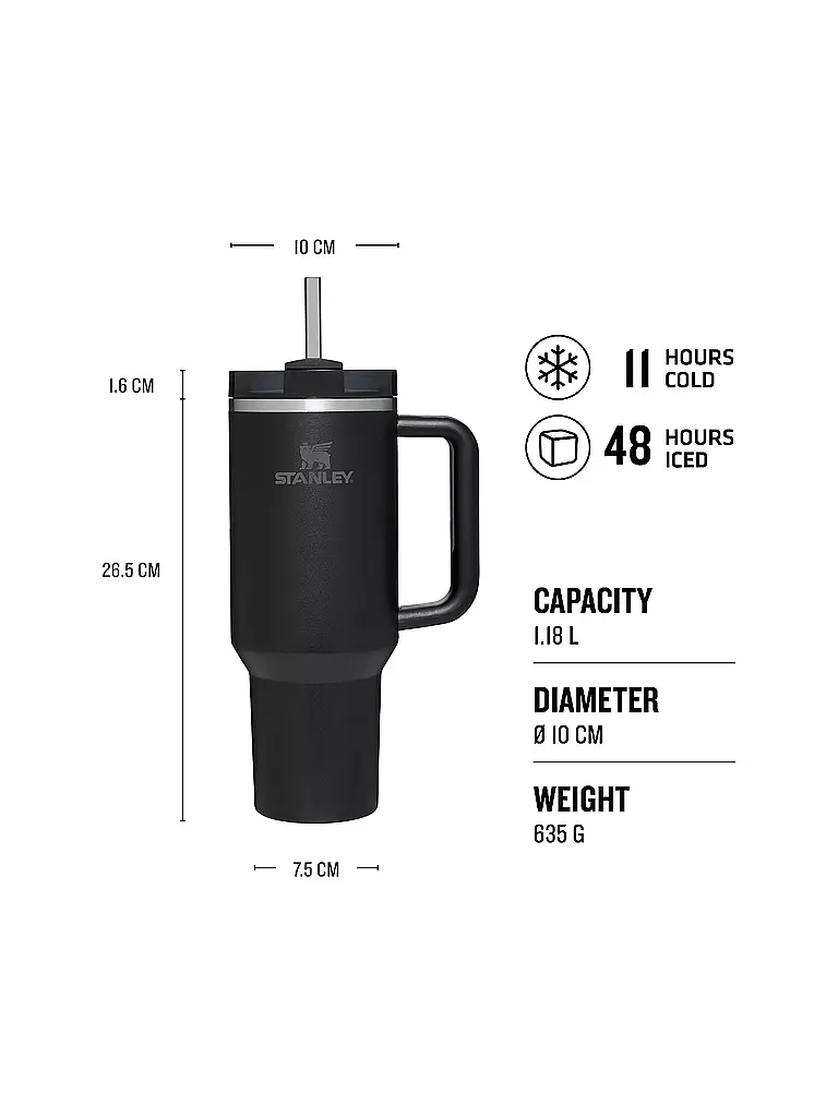 STANLEY | Isolierflasche - Thermosflasche Quencher H2.0 FlowState™ Tumbler 1,2L Black | schwarz