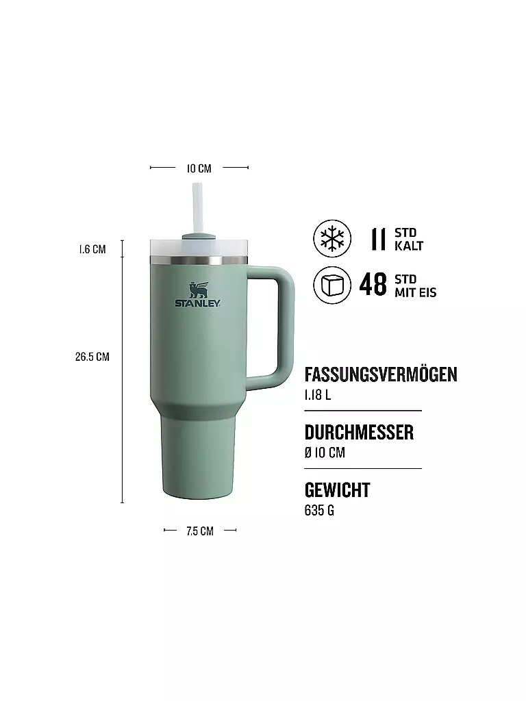 STANLEY | Isolierflasche - Thermosflasche Quencher H2.0 FlowState™ Tumbler 1,2L Shale | grün