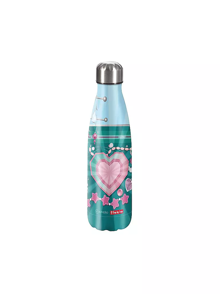 STEP BY STEP | Edelstahl Trinkflasche - Glitter Heart 0,5L  | bunt