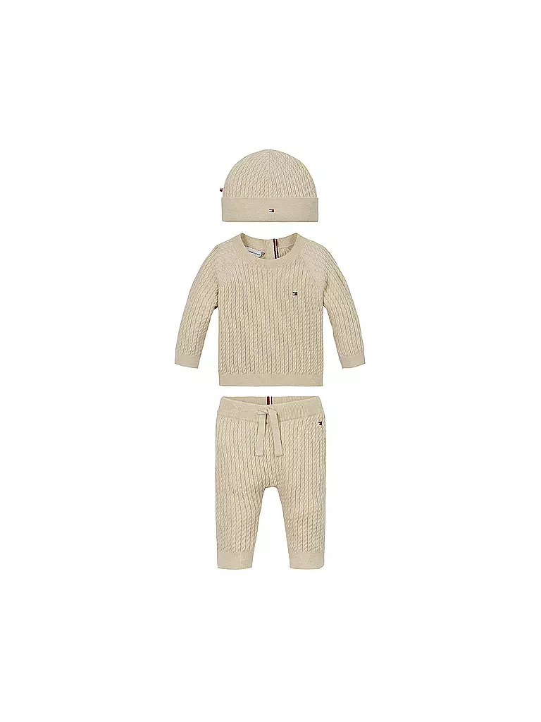 TOMMY HILFIGER | Baby Set 3-tlg. Pullover, Hose und Mütze | beige