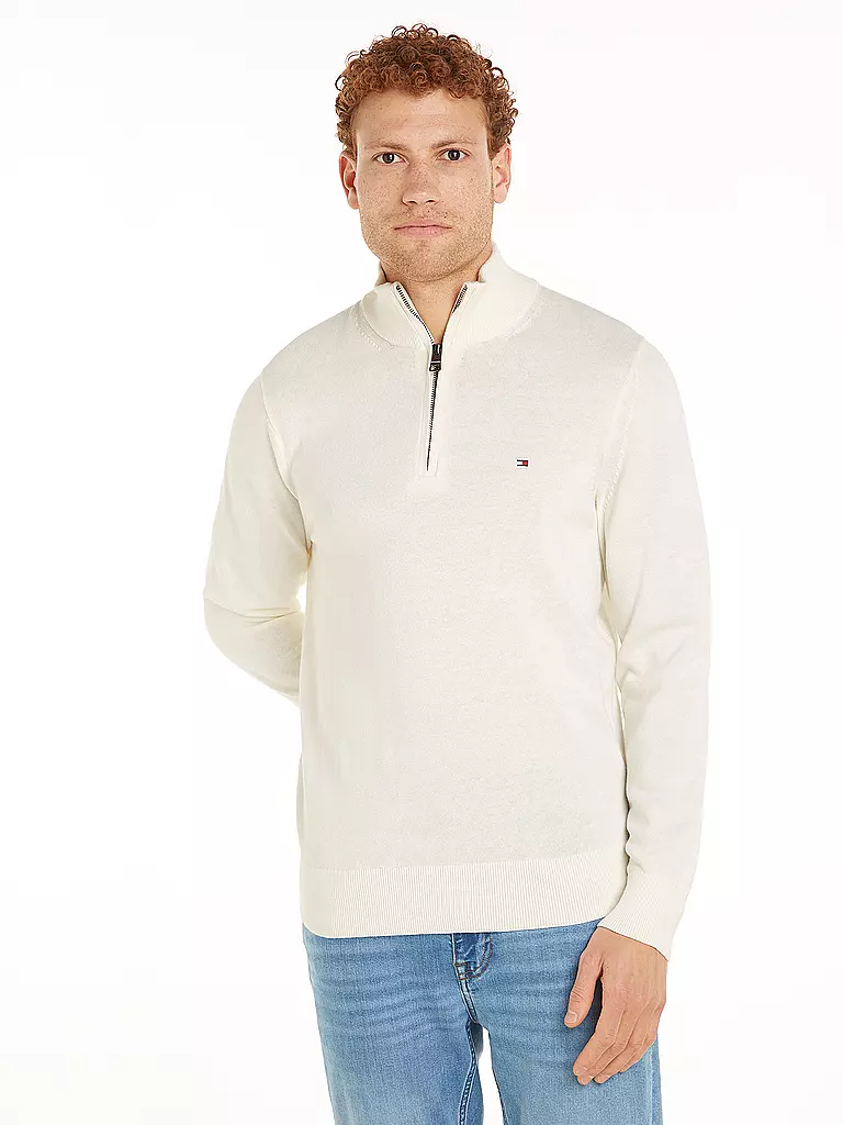 TOMMY HILFIGER | Troyer Pullover  | weiss