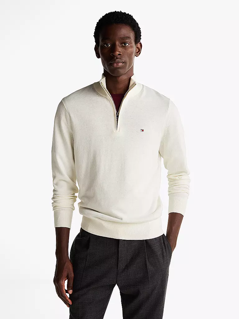 TOMMY HILFIGER | Troyer Pullover  | weiss