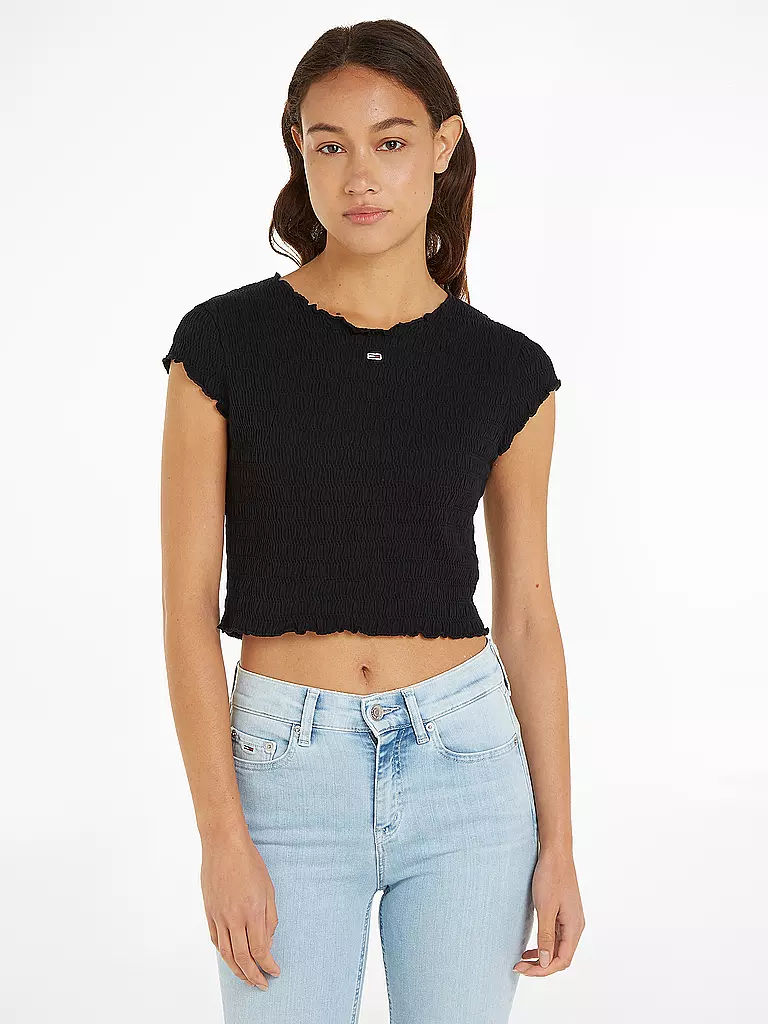 TOMMY JEANS | T-Shirt Cropped Fit  | schwarz