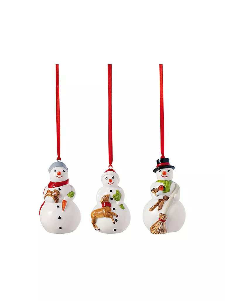 VILLEROY & BOCH | Weihnachtsornament 3tlg. 5x5x8cm SCHNEEHÄNNER  | bunt