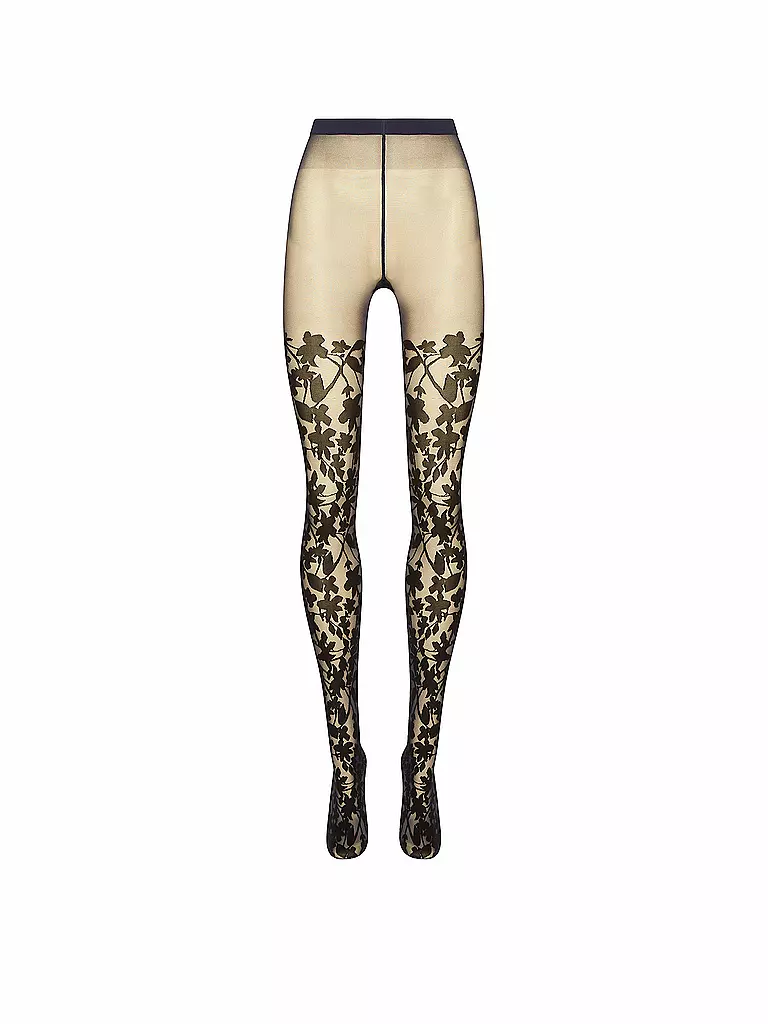 WOLFORD | Modestrumpfhose GRAPHIC FLOWER  Deep Night/Black  | schwarz