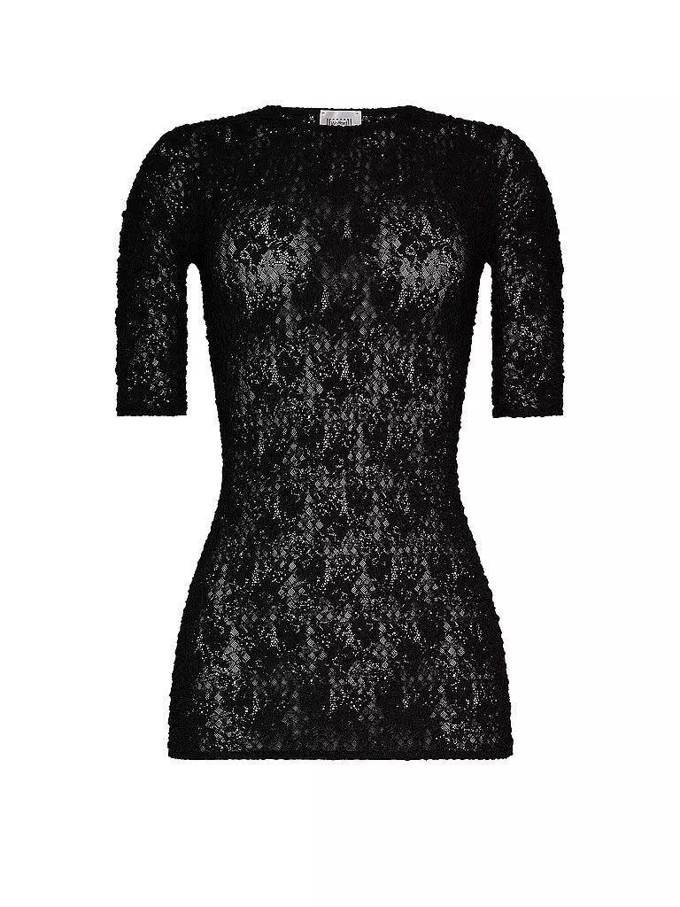 WOLFORD | T-Shirt KA STRUCTURED LACE black | schwarz