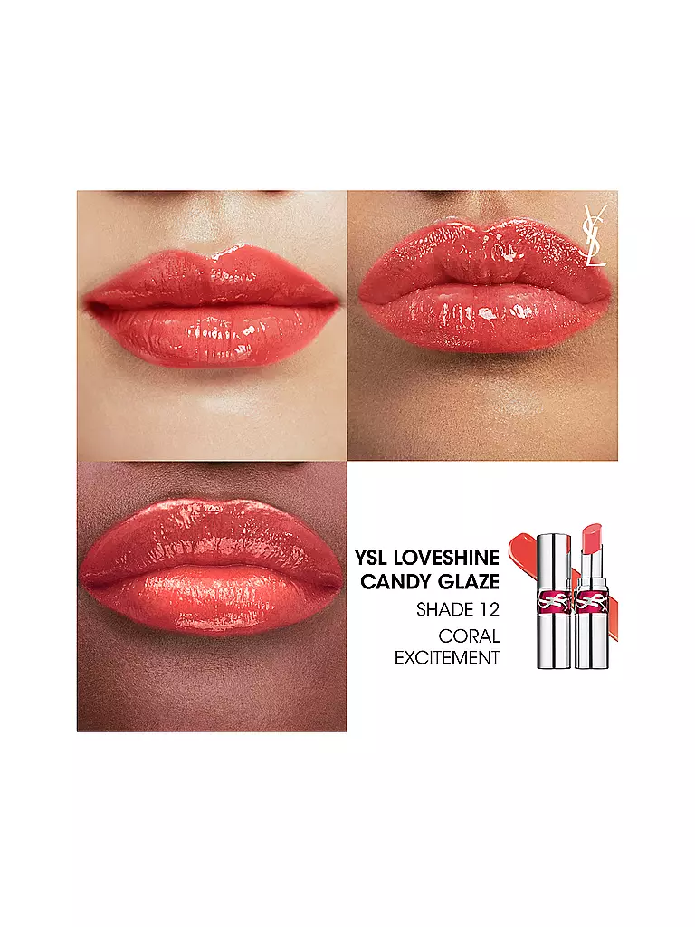 YVES SAINT LAURENT | Loveshine Candy Glaze Lipgloss-Stick (12 Coral Excitement) | koralle